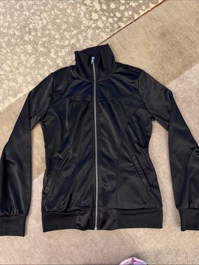 H&M Black Bomber-Style Zip Jacket with High Collar